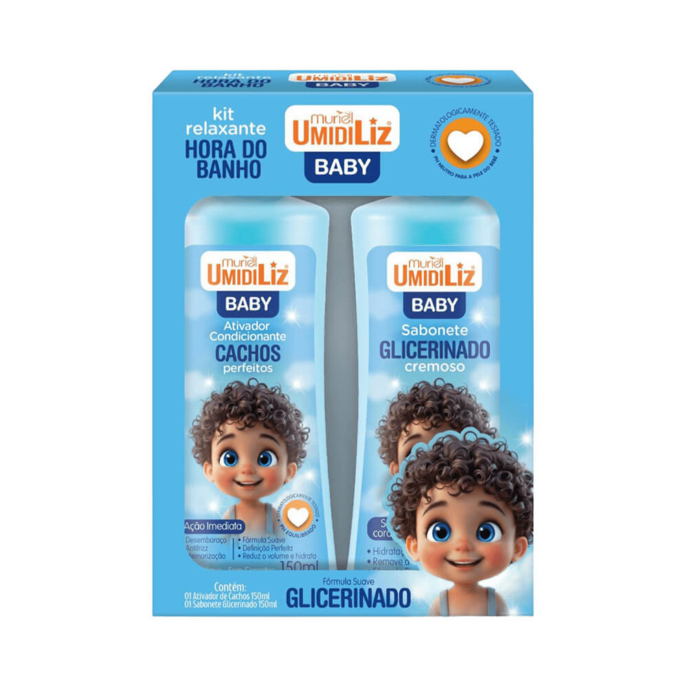 Kit Muriel Umidiliz Baby azul com Ativador Condicionante e Sabonete Líquido